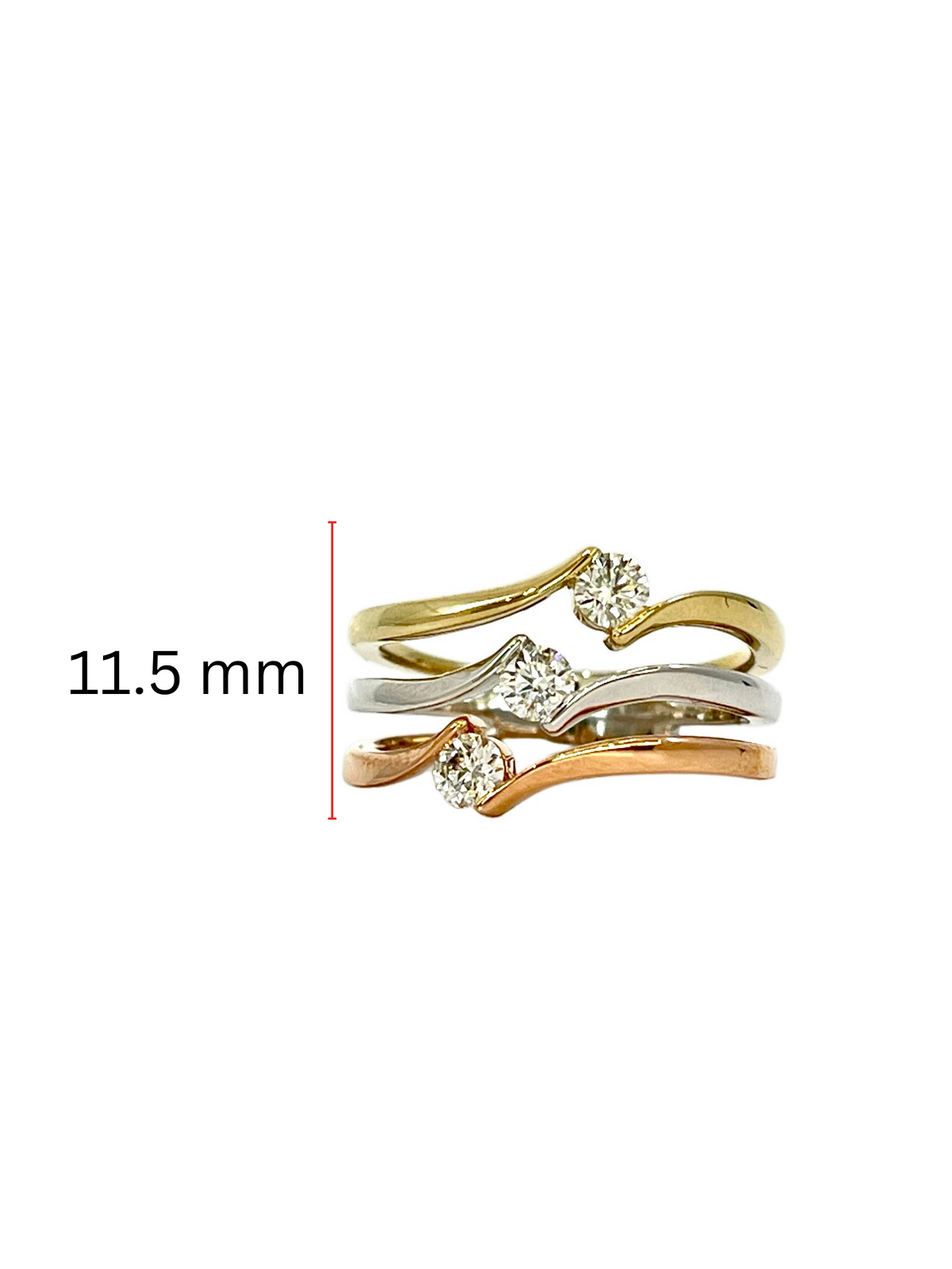 14K Tri Tone Gold 0.40cttw Diamond Ring, size 6
