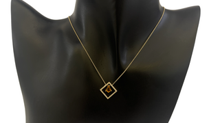 Collar de oro amarillo de 14 quilates con citrino de 0,44 quilates y diamantes de 0,10 quilates - 18 pulgadas