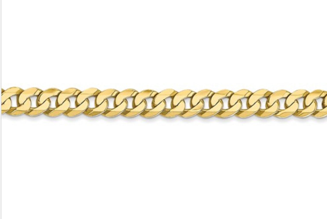 10K Yellow Gold Flat Beveled Curb Chain