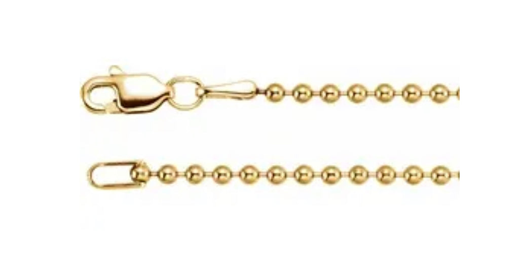 14K White or Yellow Gold 1.8 mm Bead  Chain