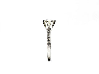 Anillo de compromiso de diamantes de 1,23 quilates en oro blanco de 14 quilates, talla 6