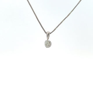 10K White Gold 0.04 cttw Diamond Solitaire Mezza Luna Pendant, 18"
