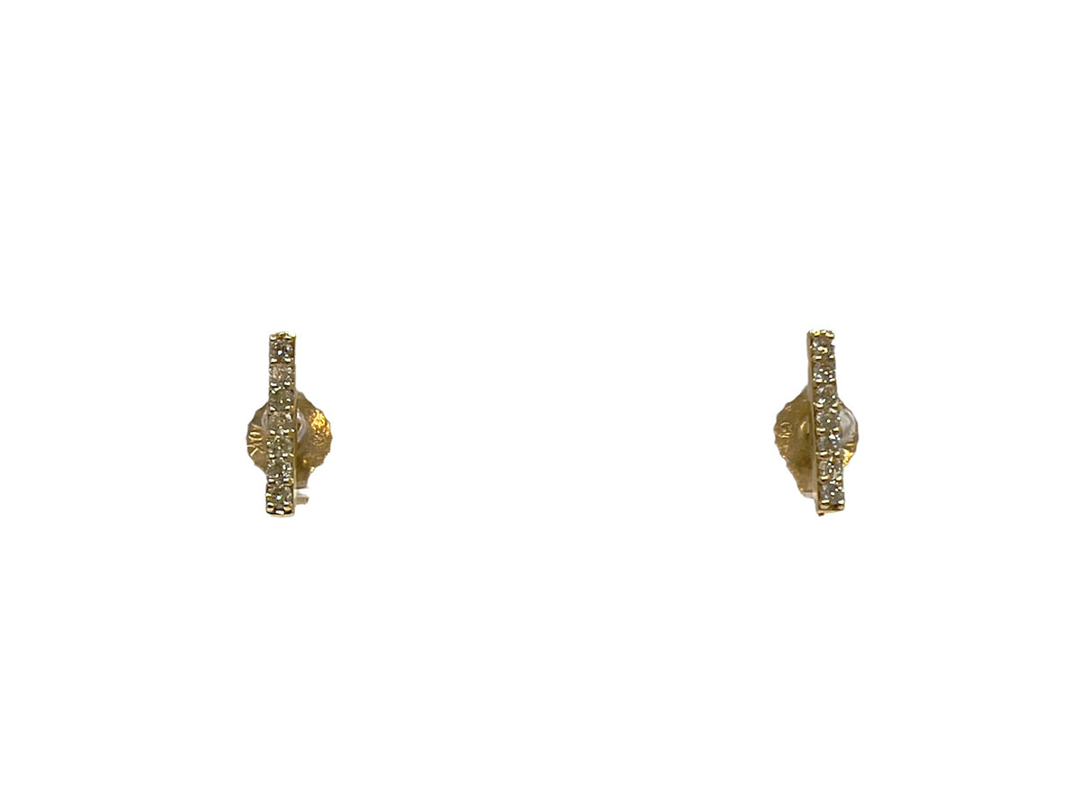 10K Yellow Gold Diamond Bar Earrings 0.14cttw