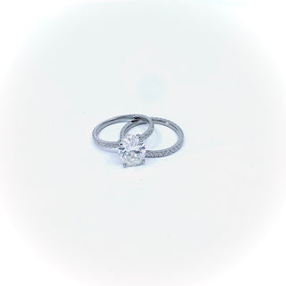 Moissanite Engagement & Wedding Band Set