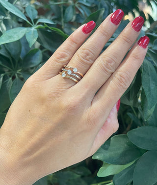 Anillo de diamantes de 0,40 quilates en oro tricolor de 14 quilates, talla 6