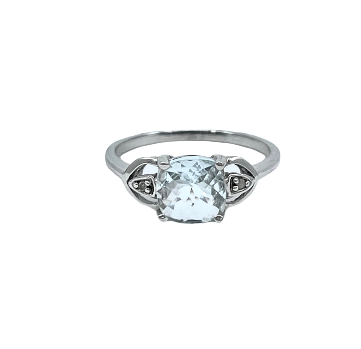 Genuine Aquamarine &amp; Diamond Ring