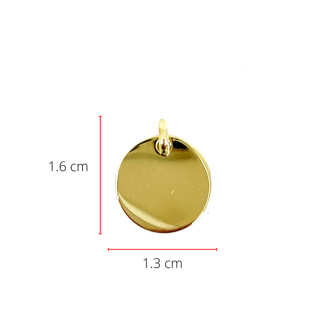 Dije de disco de oro amarillo de 10 quilates, 13 mm