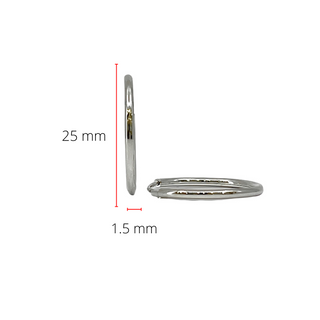Pendientes De Aro Sin Fin De Plata De Ley 925 De 25 Mm