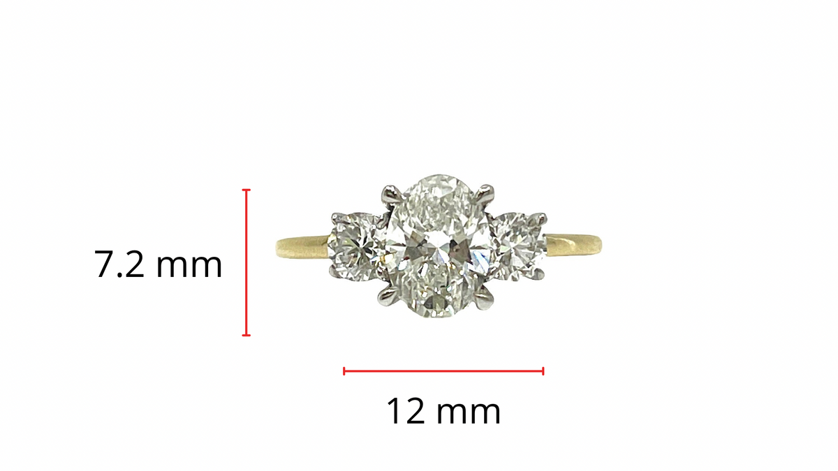 14K Two Tone Yellow and White Gold 1.55cttw Lab Grown Diamond 3 Stone Ring, size 6.5