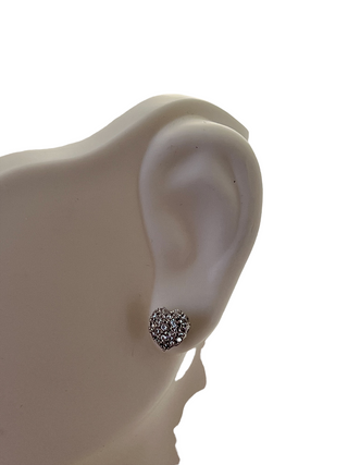 Pendientes de plata de ley 925 con circonita cúbica y forma de corazón, 7 mm x 7 mm