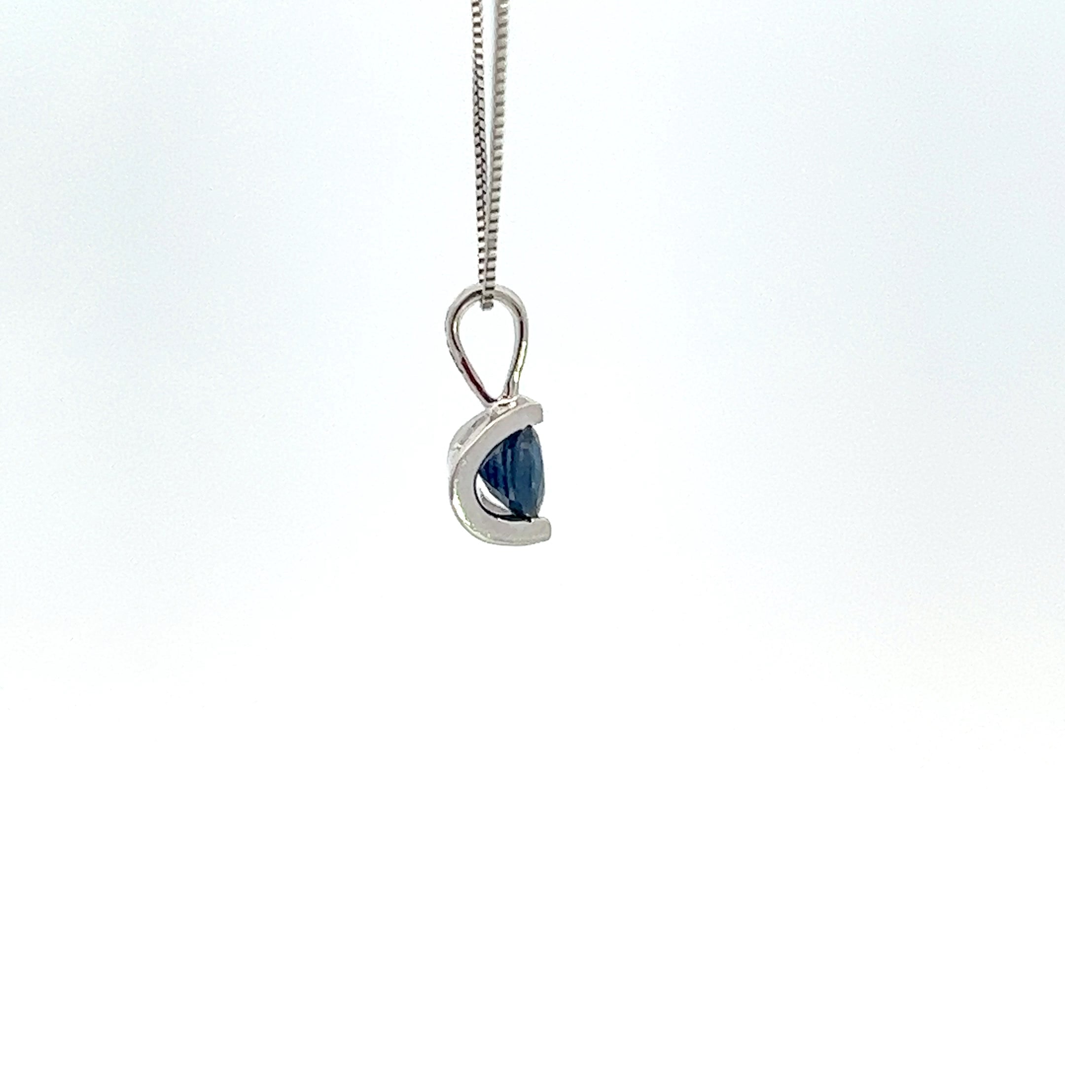 10K White Gold Genuine Sapphire Pendant