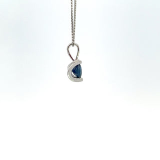 Colgante de zafiro auténtico de oro blanco de 10 quilates