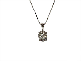 Collar con forma ovalada de diamantes de 0,23 quilates en oro blanco de 10 quilates, 18"