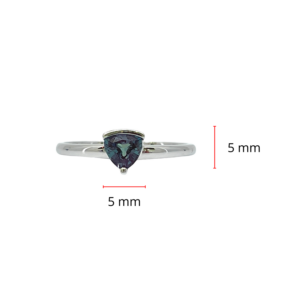 10K White Gold 0.50cttw Trillion Cut Created Alexandrite Ring, size 6.5