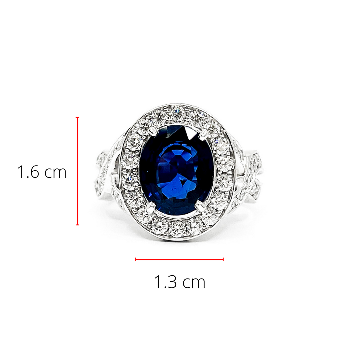 14K White Gold 3.16cttw Genuine Sapphire &amp; 1.15cttw Diamond Ring, Size 6