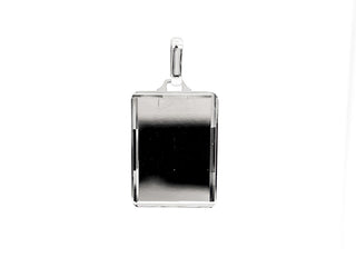 Dije de placa grabable con talla de diamante en oro blanco de 10 quilates - 18x13 mm