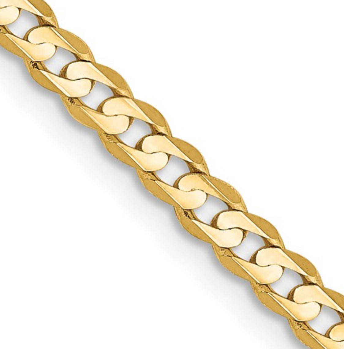 Cadena barbada cóncava abierta de oro amarillo de 14 quilates: 6,75 mm