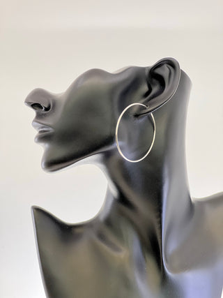 Pendientes de aro/durmiente/guardián de 52 mm en oro blanco de 10 quilates