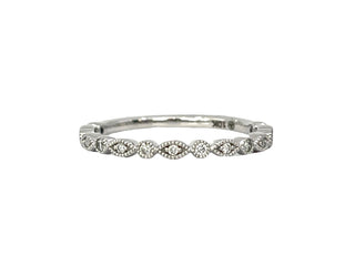 10k White Gold 0.10cttw Diamond Antique Mill Grain Ring