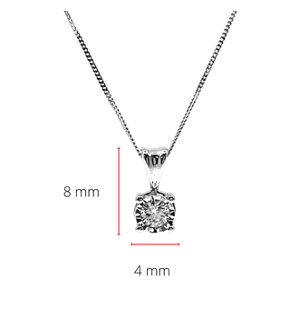 Colgante solitario de diamantes de 0,10 quilates en oro blanco de 10 quilates, 18"