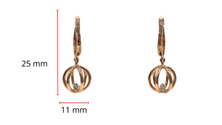 Aretes colgantes de diamantes canadienses de 0,124 quilates en oro rosa de 14 quilates