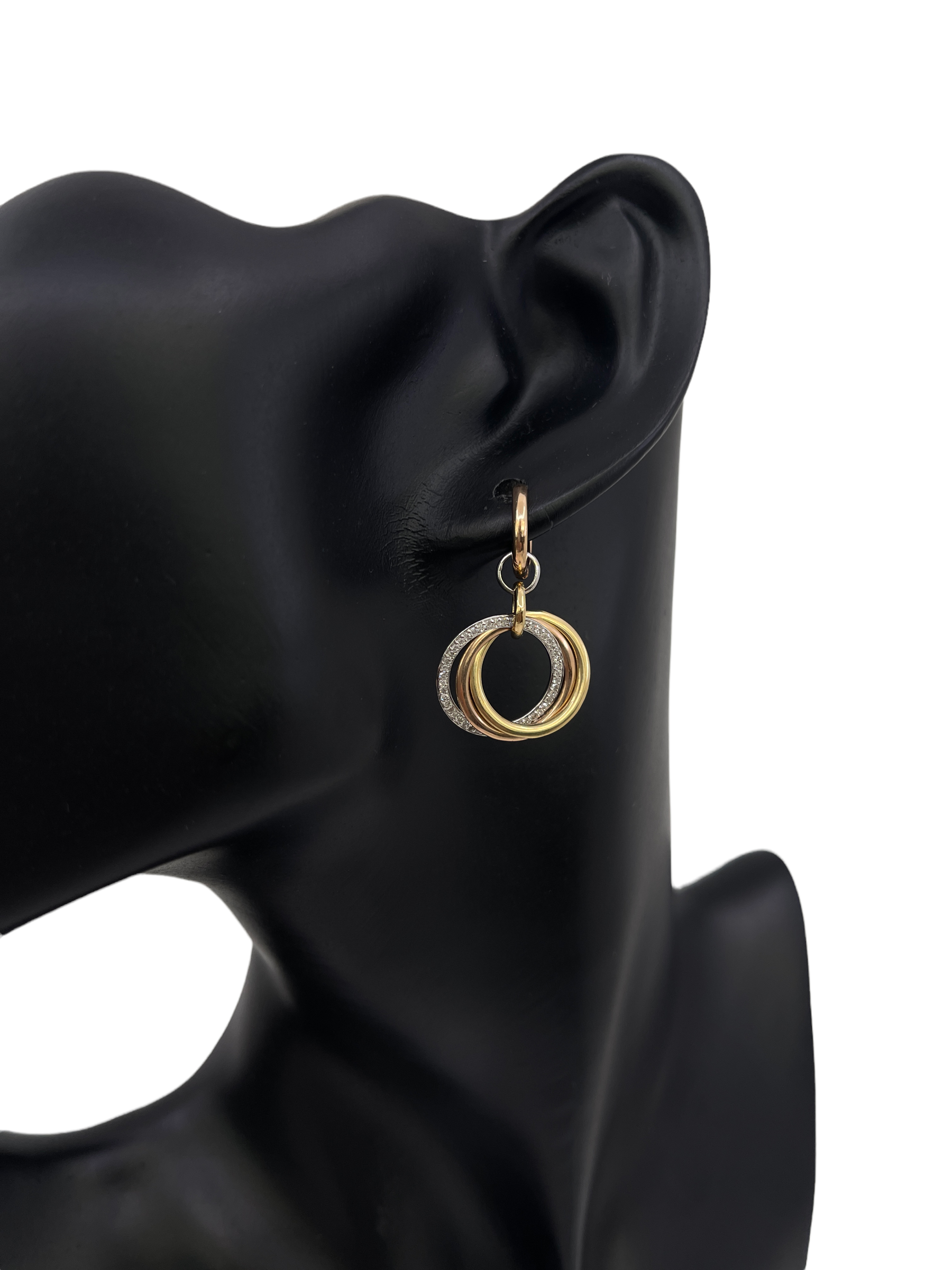 14K Tri Tone 0.32ctts Diamond Earrings