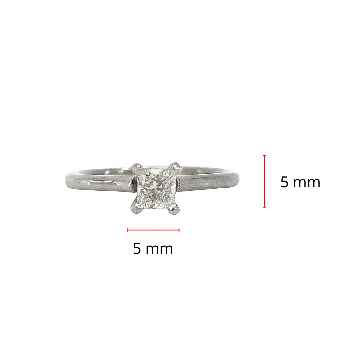 14K White Gold 0.45Cttw Lab Grown Princess Cut Diamond EngagementRing  - Size 6