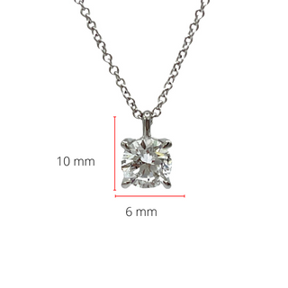14K White Gold Lab Grown 1.06cttw Round Brilliant Cut Diamond Claw Set Pendant