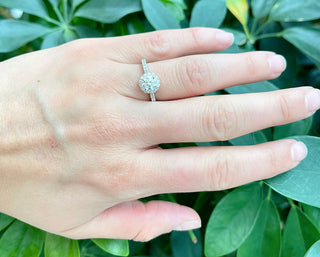 14K White Gold 1.16cttw Diamond Halo Engagement Ring