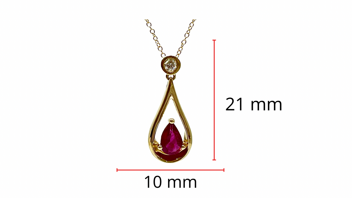 10K Yellow Gold 0.45cttw Ruby and 0.055cttw Diamond Necklace, 18&quot;