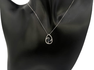 Colgante de oro blanco de 10 quilates con zafiro auténtico de 0,60 quilates y diamante de 0,10 quilates, 18"