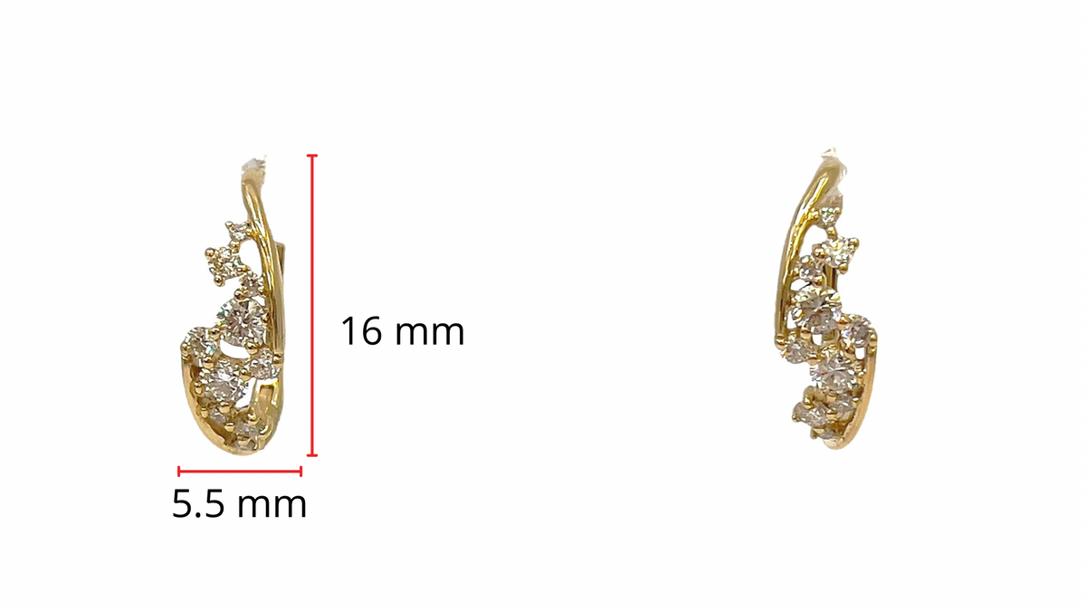 10K Yellow Gold 0.50cttw Diamond Leaf Earrings