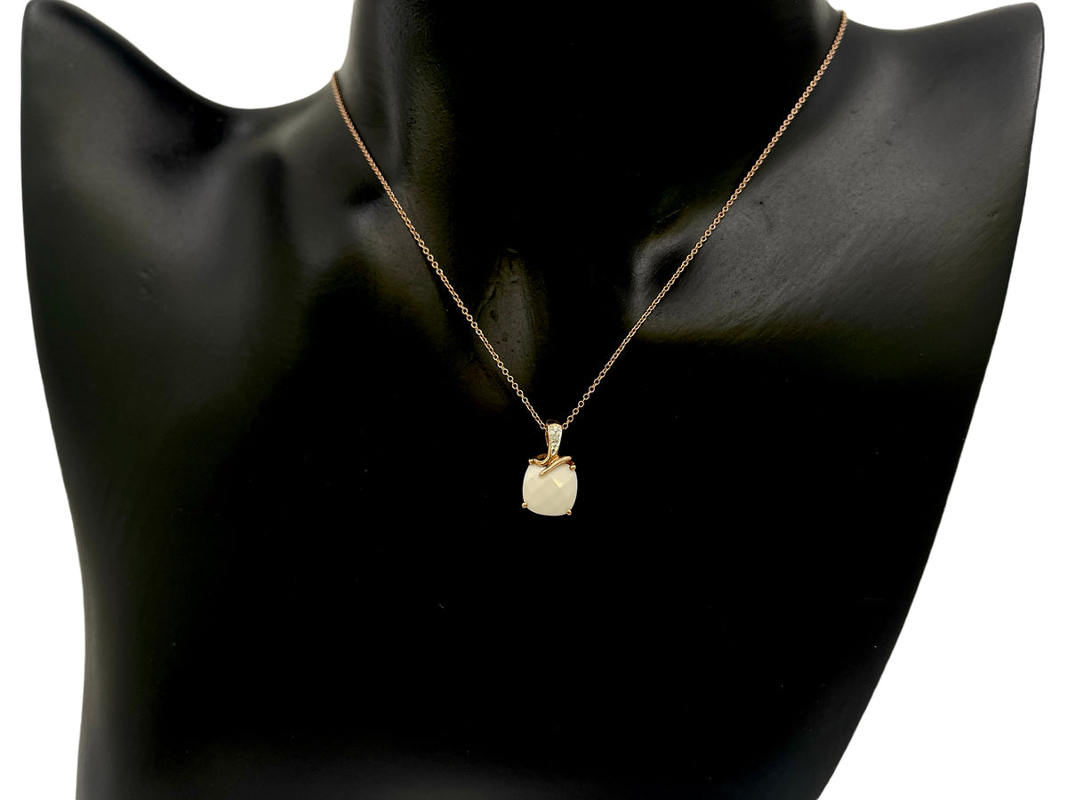 10K Rose Gold Agate And Diamond Necklace, 18&quot;