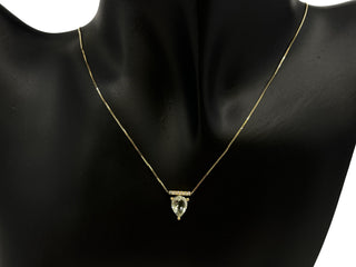 Collar de oro amarillo de 10 quilates con amatista verde (prasiolita) de 1,00 quilates y diamantes de 0,042 quilates, 18"