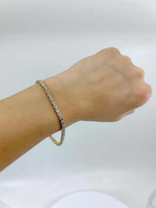 Brazalete de tenis con diamantes de 1,00 quilates en oro amarillo de 10 quilates, 7"