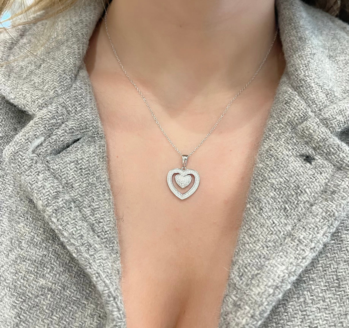 Silver Heart Pendant  with Cz