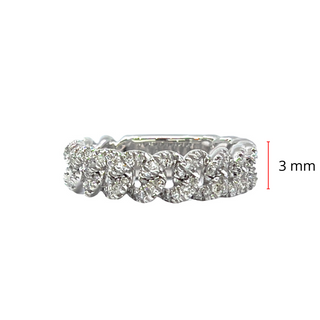 Anillo/banda de eslabones cubanos de Miami con diamantes de 0,50 quilates en oro blanco de 10 quilates, talla 6,5