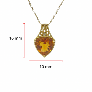 Colgante de diamantes y citrino en oro amarillo de 10 quilates, 18"
