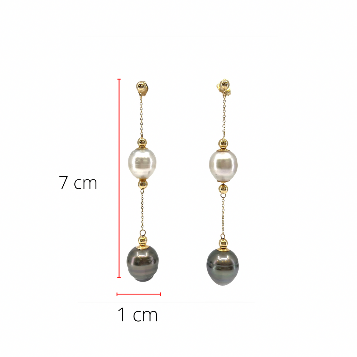 14K Yellow Gold South Sea and Tahitian Pearl Earrings with Butterfly Backs