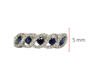 Anillo de oro blanco de 14 quilates con zafiro auténtico de 0,40 quilates y diamantes de 0,19 quilates, tamaño 6,5