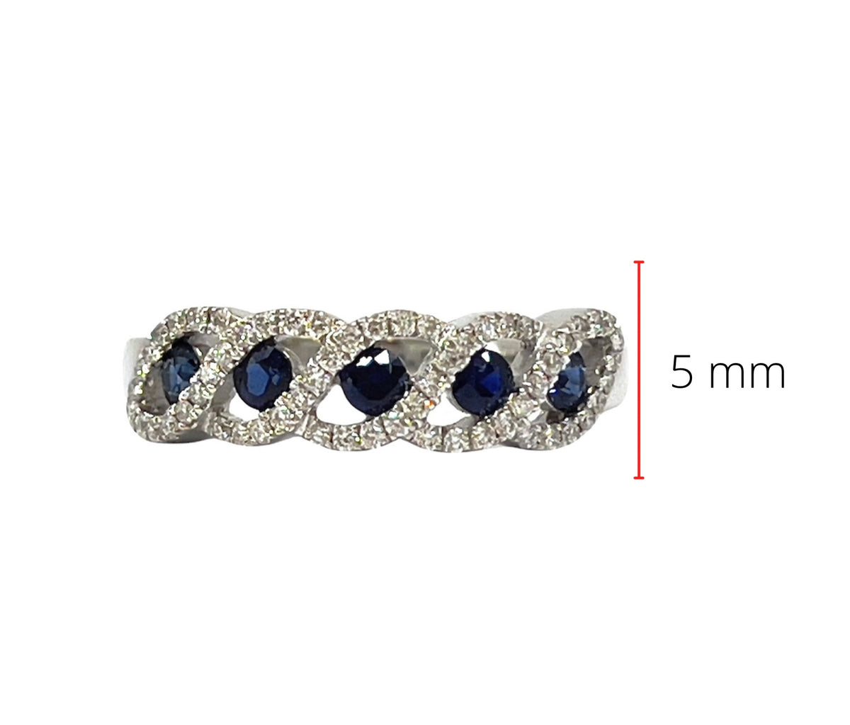 14K White Gold 0.40cttw Genuine Sapphire &amp; 0.19cttw Diamonds Ring, size 6.5