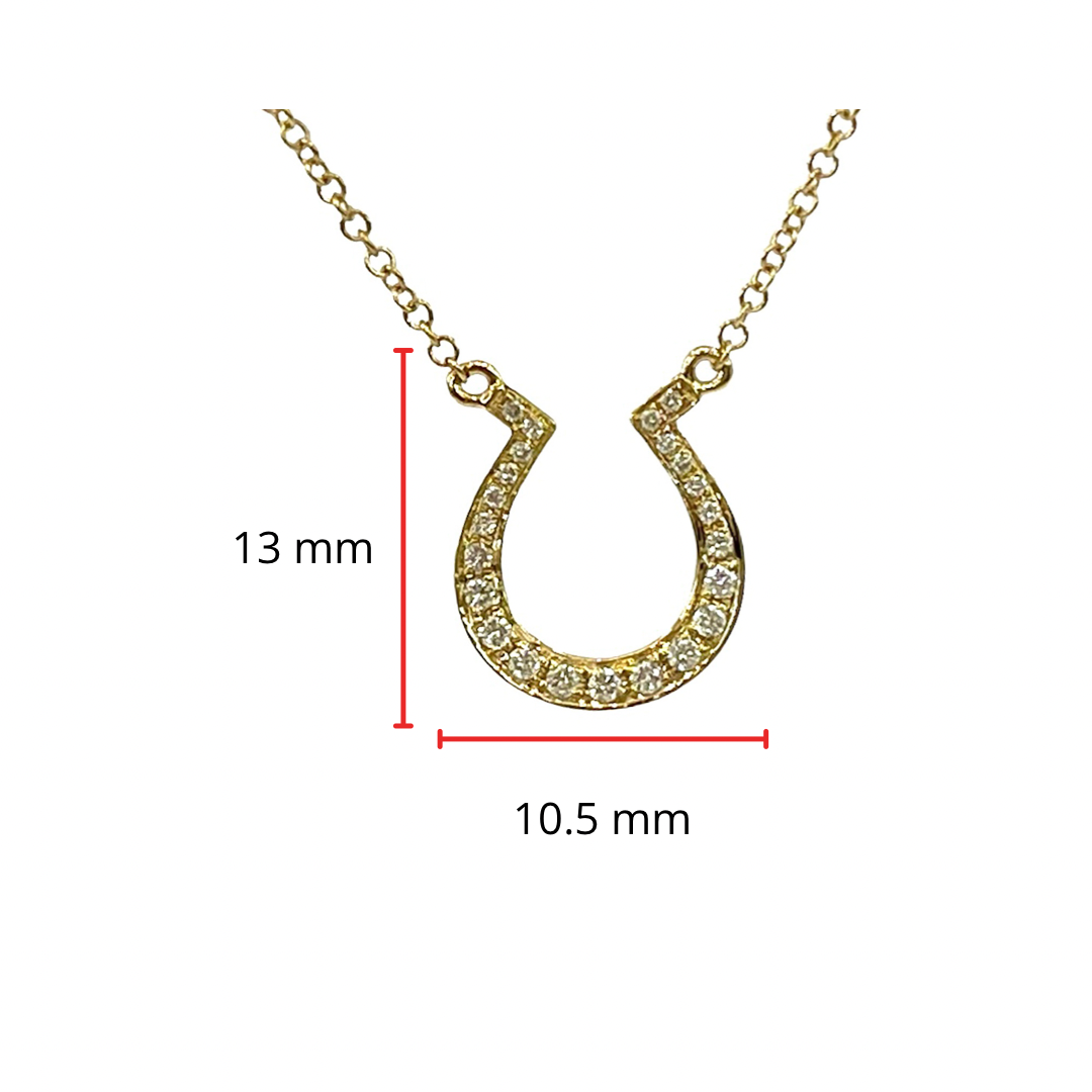 14K Yellow Gold 0.12cttw Diamond Horseshoe Pendant, 18"