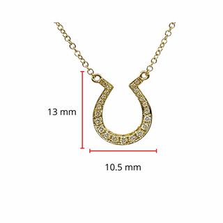 Colgante de herradura de diamantes de 0,12 quilates en oro amarillo de 14 quilates, 18"