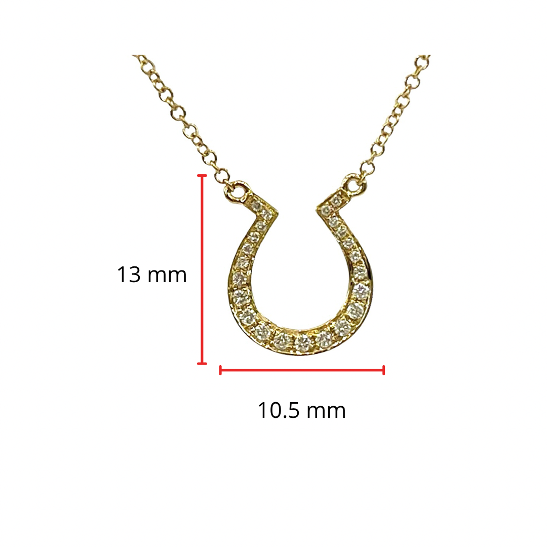 14K Yellow Gold 0.12cttw Diamond Horseshoe Pendant, 18&quot;