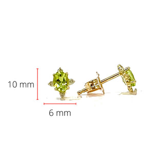 Pendientes de oro amarillo de 10 quilates con peridoto de 0,30 quilates y diamantes de 0,04 quilates