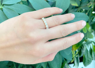 Anillo/banda de aniversario de diamantes de 1,00 quilates de oro amarillo de 14 quilates - Tamaño 6,5