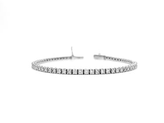 Brazalete de tenis con diamantes de 3,00 quilates en oro blanco de 14 quilates, 7"