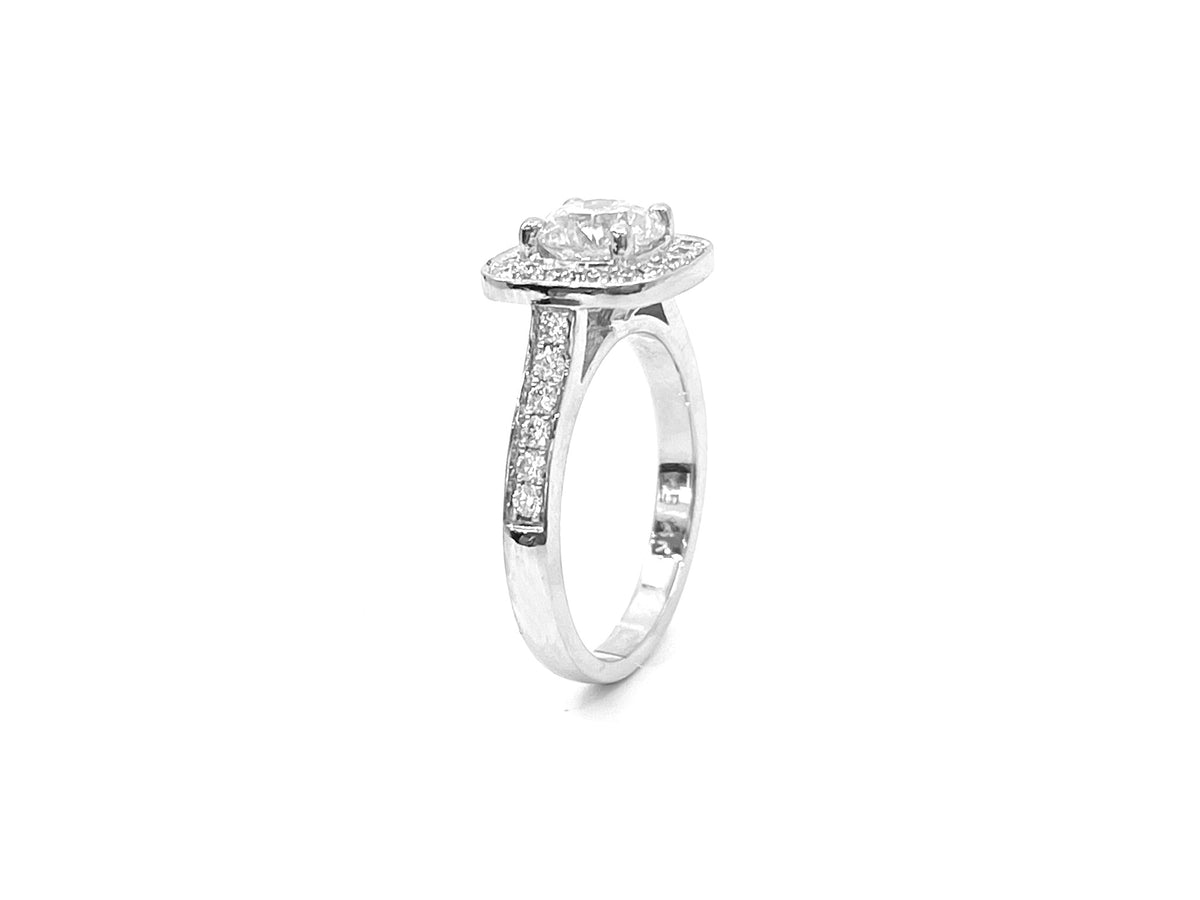 14K White Gold 1.66cttw Diamond Halo Engagement Ring, size 6