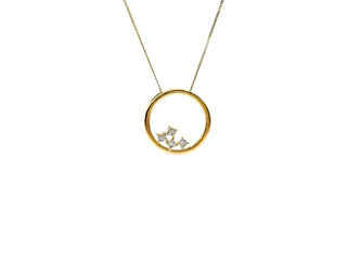 Collar circular de diamantes de 0,02 quilates en oro amarillo de 10 quilates - 18 pulgadas