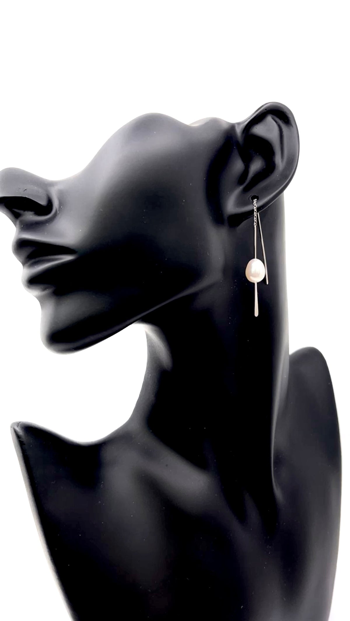 Sterling Silver Drop Shape Fresh Water Pearl Earrings